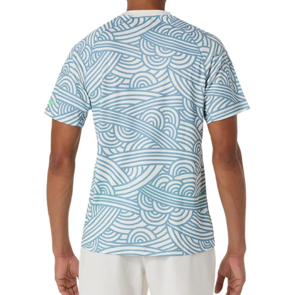 Теннисная футболка Asics Padel Court All Over Short Sleeve - cream/saba blue