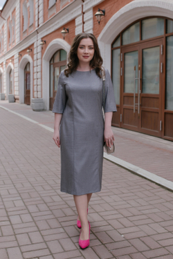 Офисное платье 2877АЕА, серый