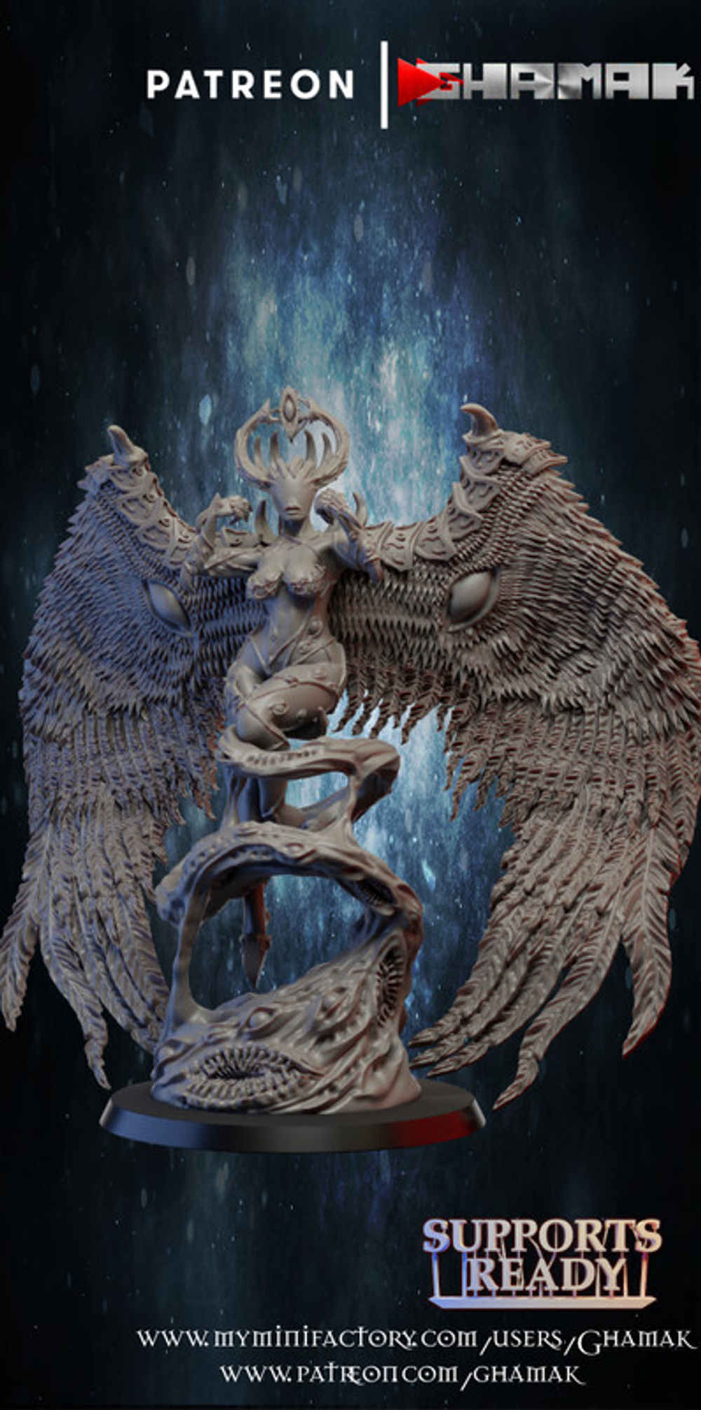 Grand Alliance Chaos Disciples of Tzeentch Tzeentch Demon Princess Демон-принцесса Тзинчаминиатюра для dnd, днд, pathfinder, фентези, Настольная игра, НРИ, Варгейм, РПГ