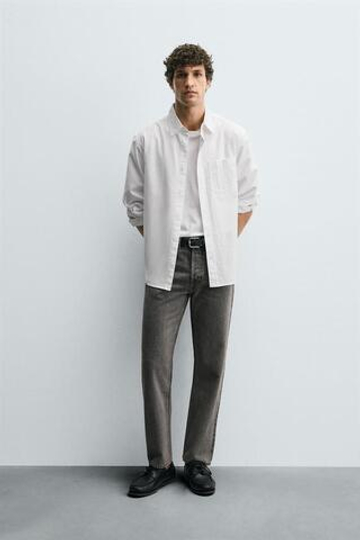 ZARA ДЖИНСЫ STRAIGHT FIT REGULAR, СЕРЫЙ