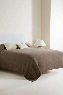 ZARA HOME ВАФЕЛЬНОЕ ПОКРЫВАЛО, ОЛИВКОВЫЙ