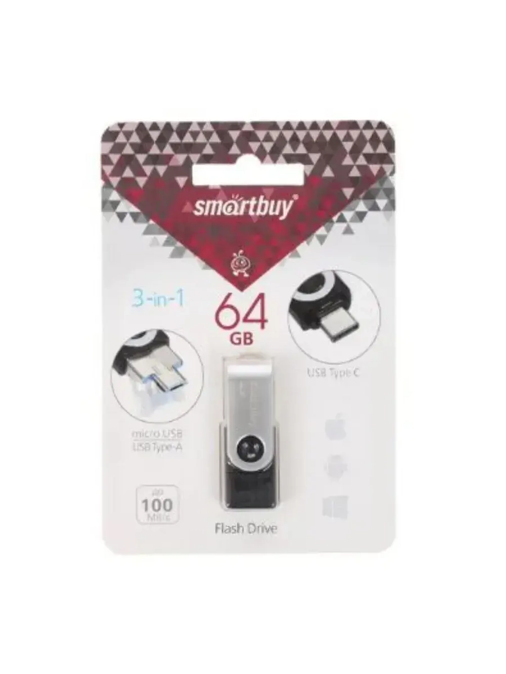 Память USB Flash 64 ГБ TRIO BLACK