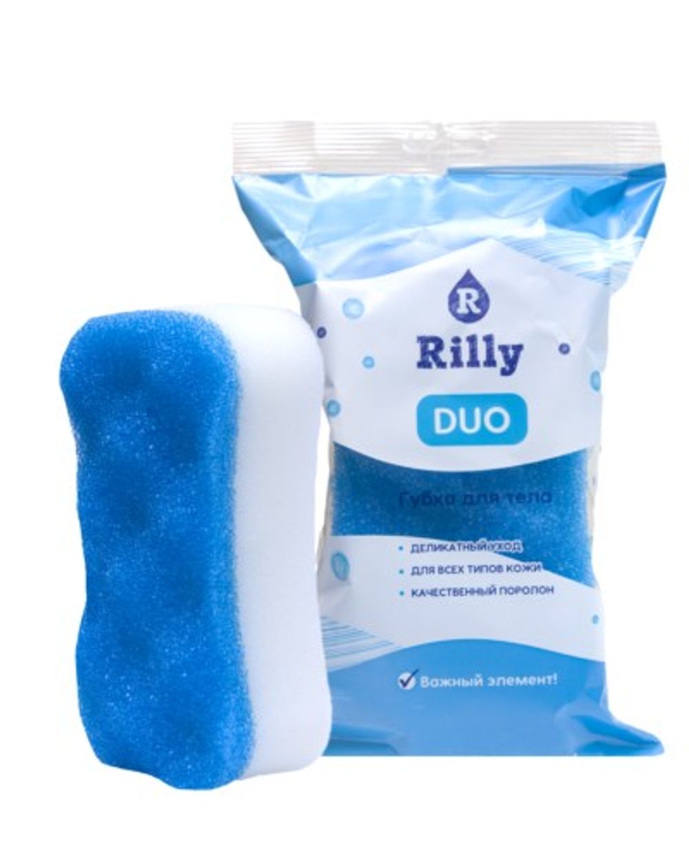 Губка для тела DUO RILLY.*96 (Белый-Голубой)