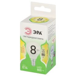 Лампа светодиодная ЭРА GREEN LINE LED P45-8W-830-E14 GL 8Вт шар теплый свет E14 | Лампы cветодиодные Шар (G/P)