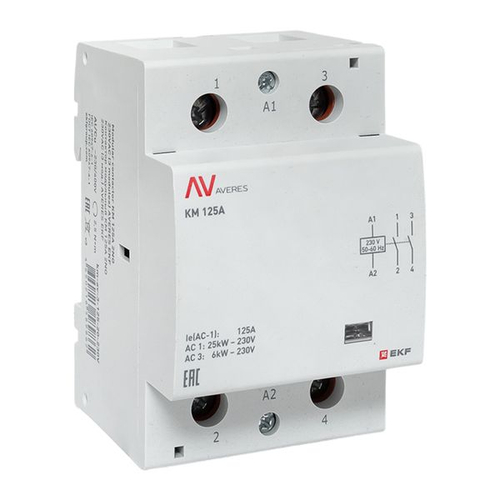 Контактор модульный КМ 125А 2NO 230В АС (3 мод.) AVERES EKF km-av-3-125-20-230v