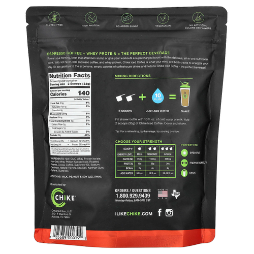 Chike Nutrition, Холодный кофе с высоким содержанием протеина, шоколад и арахисовая паста, 462 г (16,3 унции)