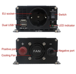 Инвертор 12V-220V 1500W черный с дисплеем Foval