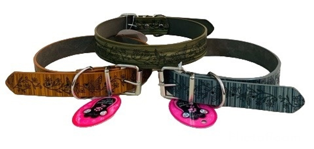 Pet Fashion Ошейник "Принт бабочка", 2,8Х62 см, олива