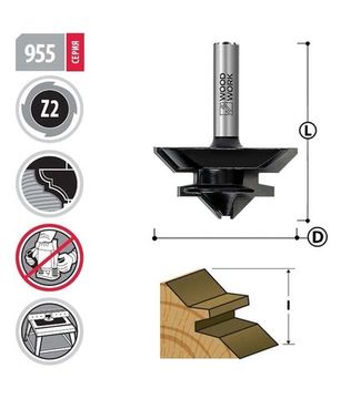 Фреза для углового соединения 38.1х14х47 мм, S=8 мм WOODWORK 955.3814.08