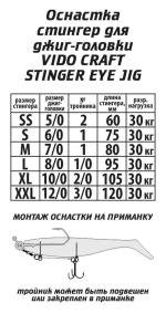 Оснастка стингер для джиг-головки Vido Craft Stinger Eye Jig