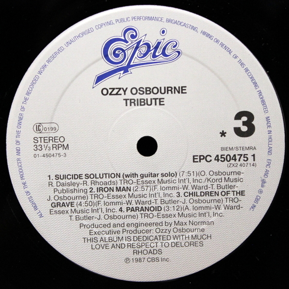 Ozzy Osbourne / Randy Rhoads Tribute (2LP)