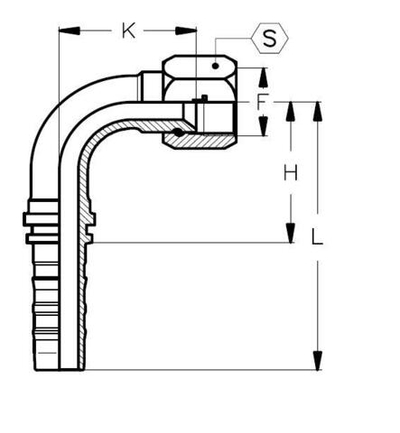 Фитинг DN 25 JIC (Г) 1.5/16 (90) CS