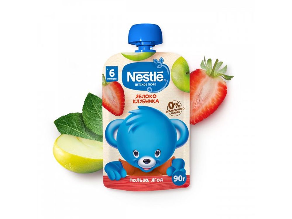 Пюре в тюбике яблоко клубника Nestle 90 г
