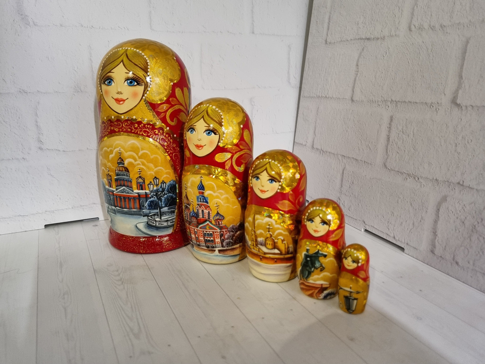 Матрешка "Виды города" 5 мест