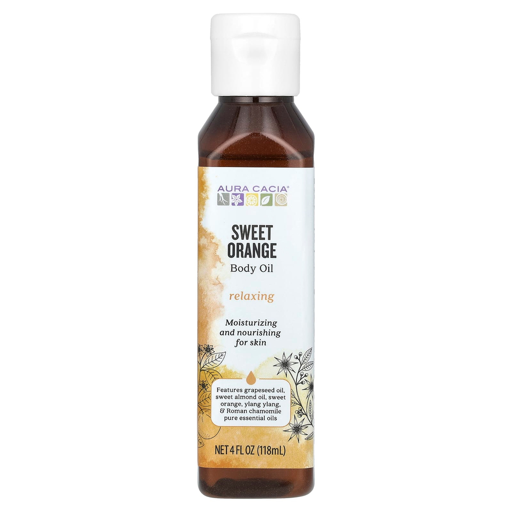 Aura Cacia, масло для тела с ароматерапевтическим эффектом, расслабляющее, с ароматом сладкого апельсина, 118 мл (4 жидк. унции)