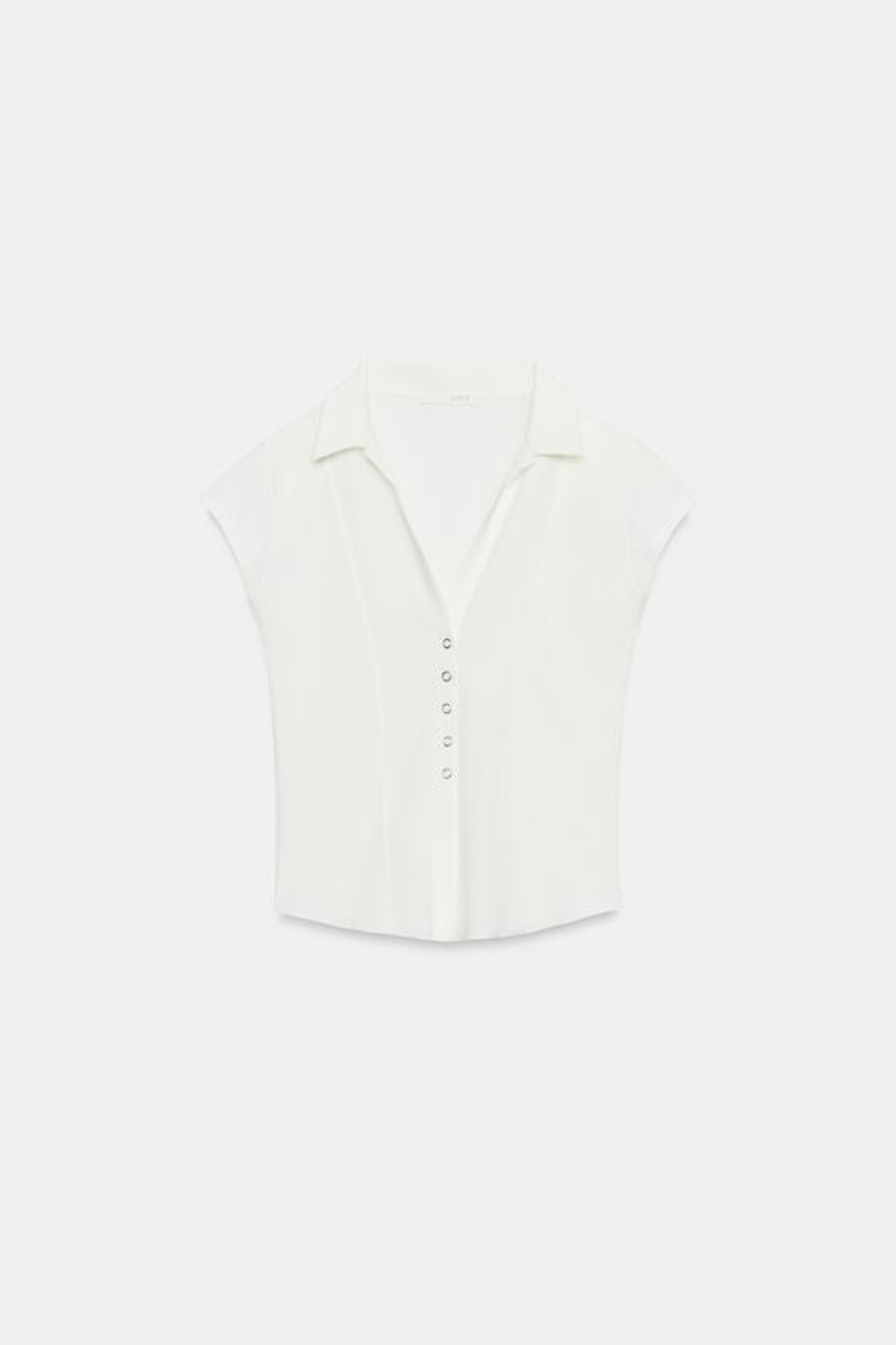 ZARA ТОП В СТИЛЕ РУБАШКИ, ЖЕЛТОВАТО-БЕЛЫЙ