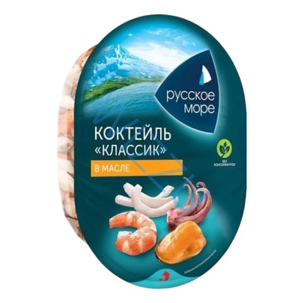 Морской коктейль из морепродуктов в масле 1кг (вес морепр.650г)п/б