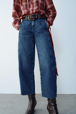 ZARA ДЖИНСЫ Z1975 BARREL, СИНИЙ