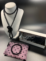 Жемчужный сет «Noir & Agate» / Чёрные бусы & браслет из агата