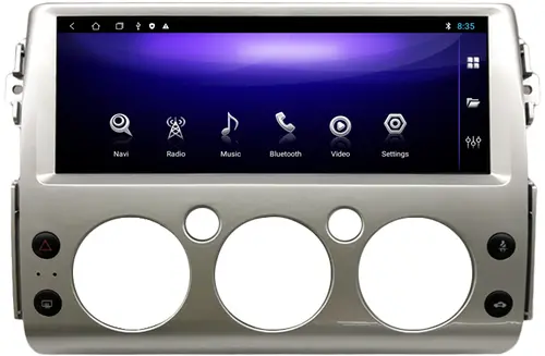 Магнитола для Toyota FJ Cruiser 2005-2022 (цвет рамки серебро) - Kuberg KP-T1216S монитор 12.3" на Android 12, Быстрая, CarPlay, 4G SIM-слот