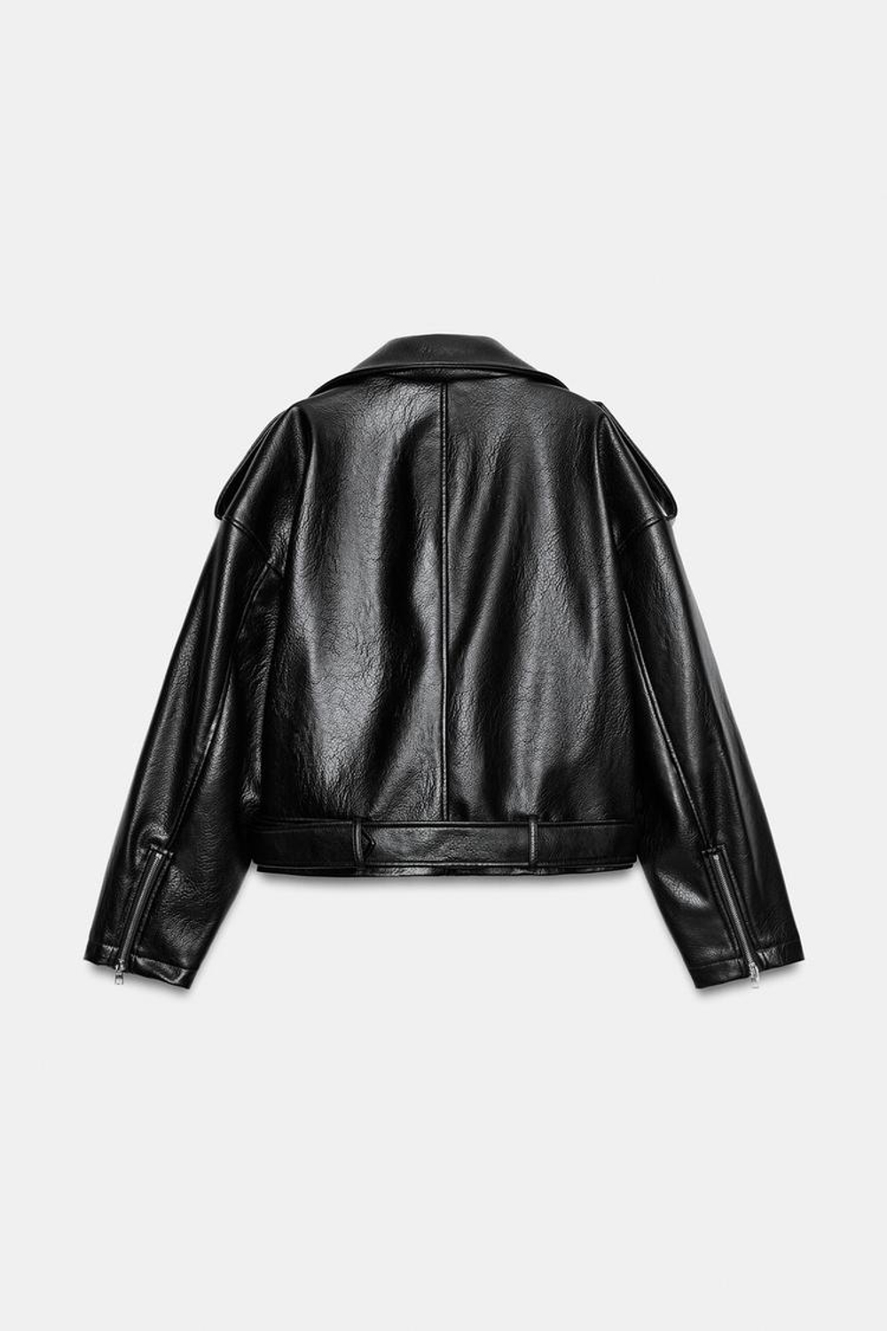 ZARA КУРТКА В БАЙКЕРСКОМ СТИЛЕ ИЗ ИСКУССТВЕННОЙ КОЖИ, ЧЕРНЫЙ