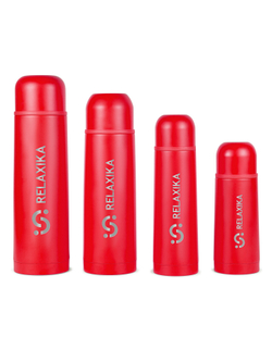 Термос Relaxika 101 (1 литр), красный (стикерпак "Альпинизм")