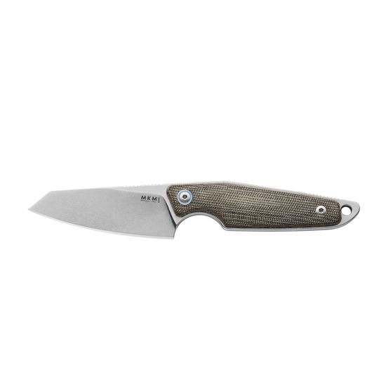 Нож фикс."MAKRO2", ст.Bohler M390,кл.StoneWash, рук.зелен.микарта,отверст.д/темл.,черн.кож.чехол на магните