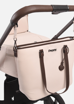 Peppy Коляска детская Monaco thermo 2 в 1 Beige (бежевый), рама серо-коричневая