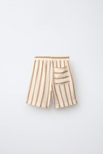 ZARA ШОРТЫ В ПОЛОСКУ ИЗ ФАКТУРНОЙ ТКАНИ, КРАСНЫЙ