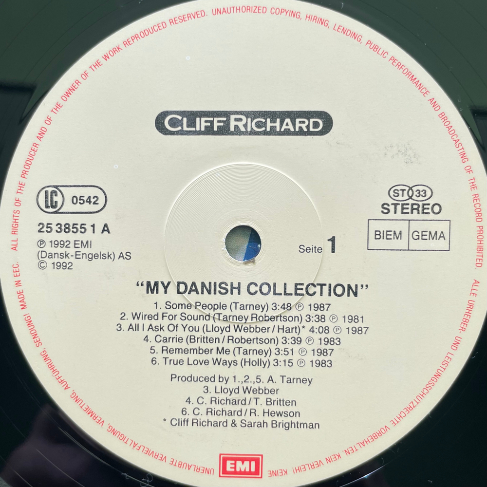 Cliff Richard ‎– My Danish Collection 2LP (Европа 1992г.)