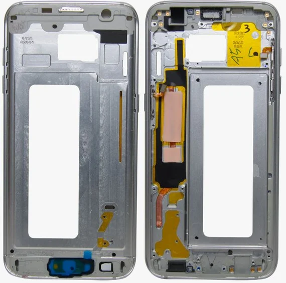 Средняя часть корпуса для Samsung Galaxy S7 Edge с кнопками и шлейфами (SM-G935F) Серая