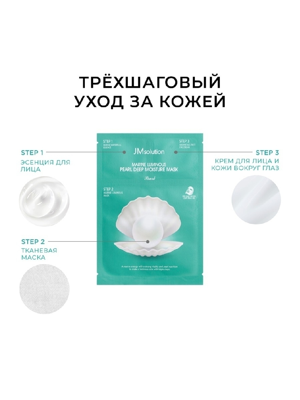 JMsolution Marine Luminous Pearl Moisture Mask Plus трёхшаговый увлажняющий набор с жемчугом