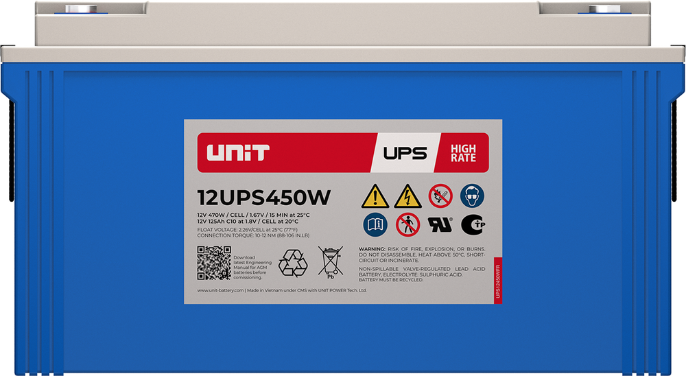 Аккумулятор UNIT 12UPS450W - AGM ( 12В / 125Ач )