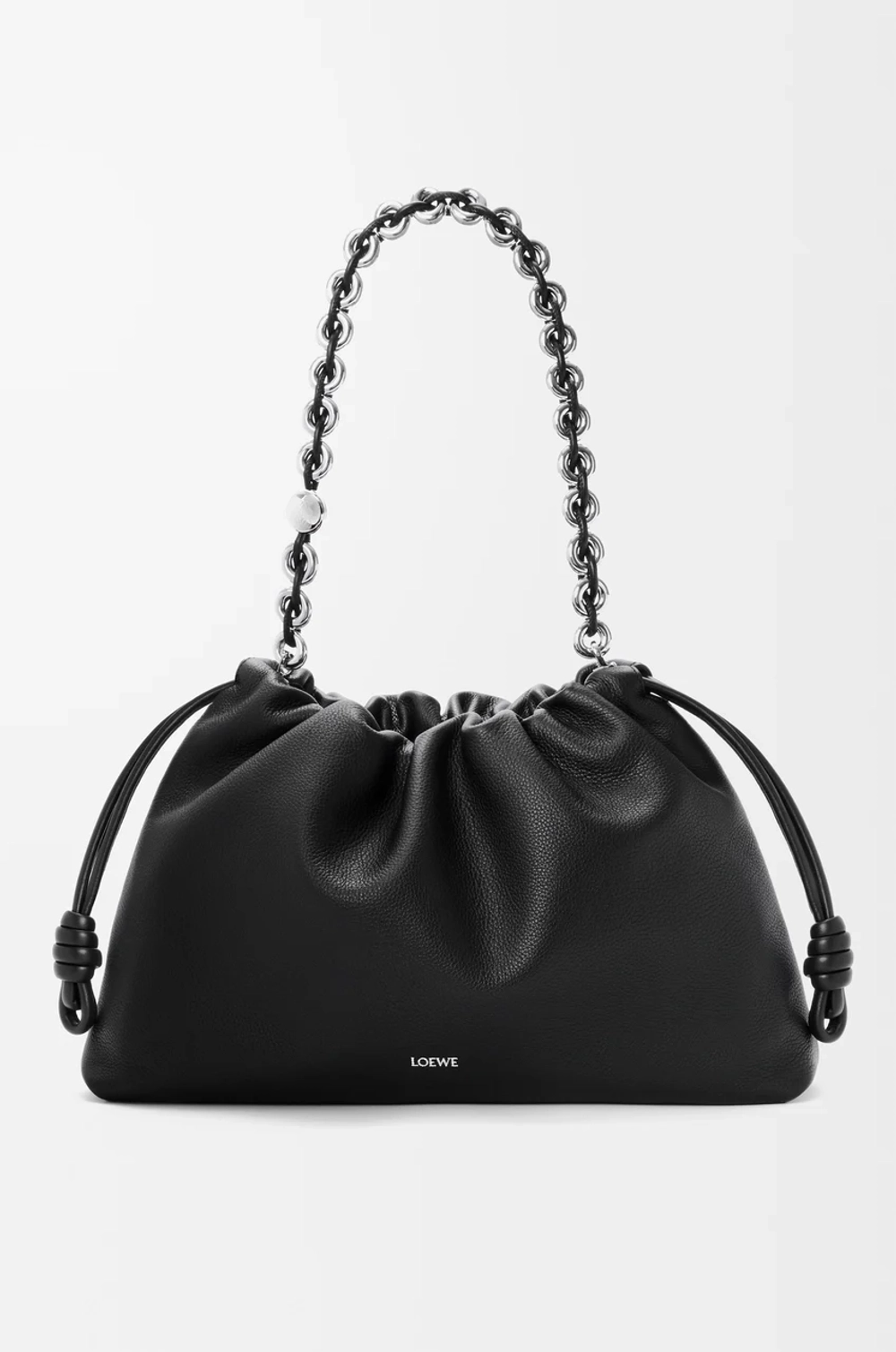 Loewe Большая сумка Flamenco из зернистой телячьей кожи, черный