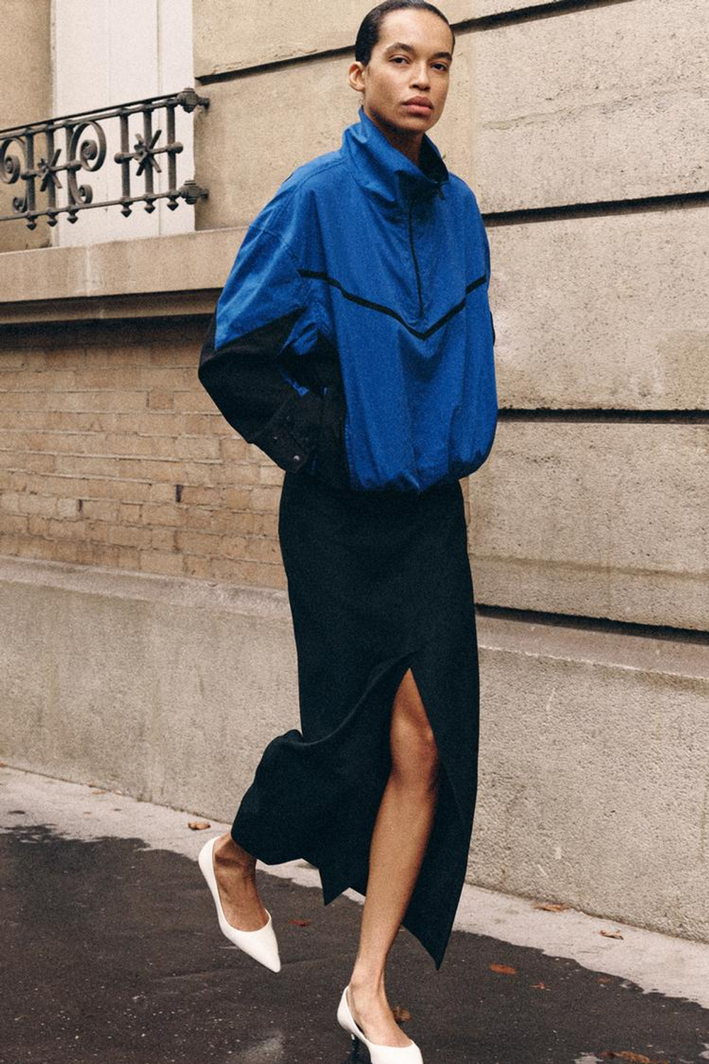 ZARA КОМБИНИРОВАННАЯ ТЕХНИЧЕСКАЯ КУРТКА — ZW COLLECTION, СИНИЙ