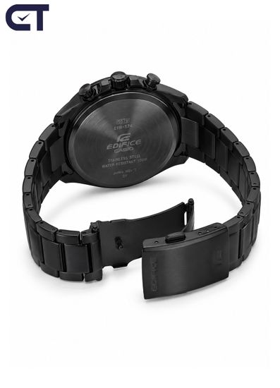 CASIO EFR-574DC-2AVUDF EDIFICE мужские наручные часы — чёрный хронограф с синим циферблатом и тахиметром
