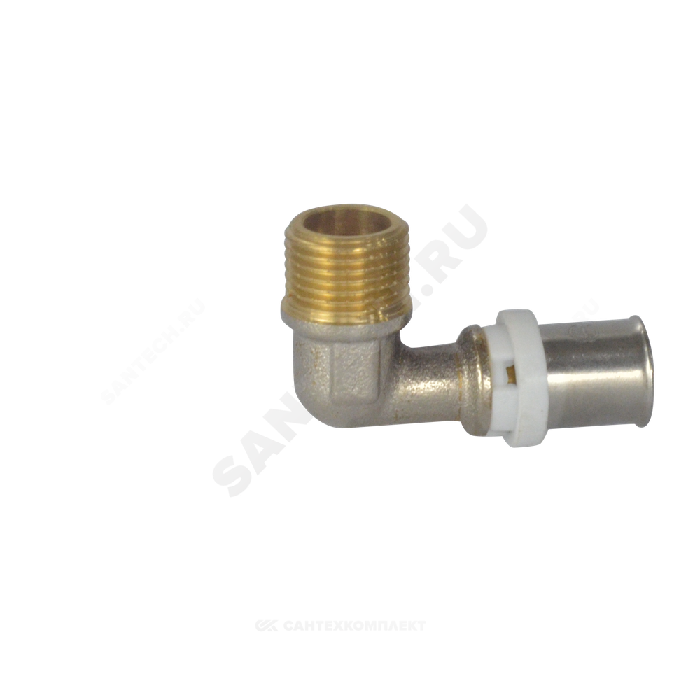 Угольник МП латунь никель пресс Дн 20х3/4"х90гр НР ГОСТ 32415-2013 8006 Aquasfera 8006-04
