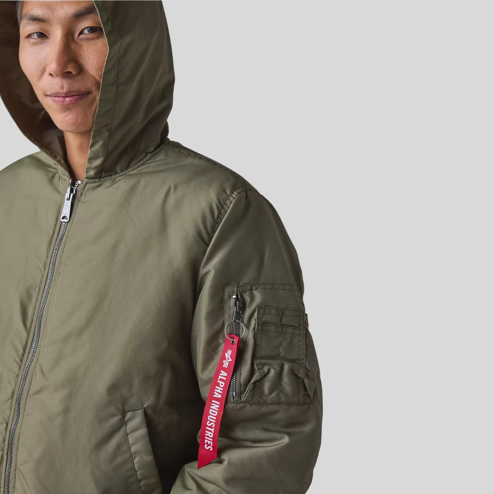 Бомбер Alpha Industries MA-1 Hooded Logo Oxford OG-107 Green (Зеленый)