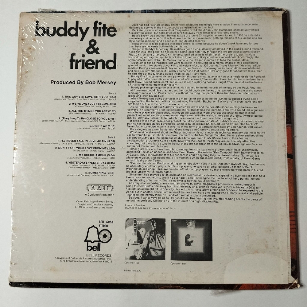 Винтажная виниловая пластинка LP Buddy Fite And Friend (USA 1971) (Sealed)