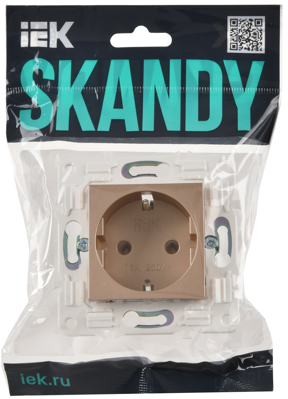 SKANDY Розетка с заземлением без защитных шторок 16А SK-R05Sa песочный IEK