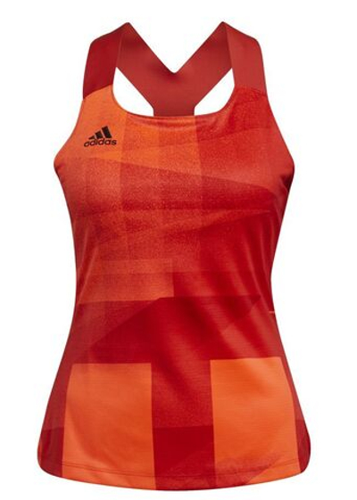 Женский топ теннисный Adidas Y-Tank TK PB HR W - solar red/black