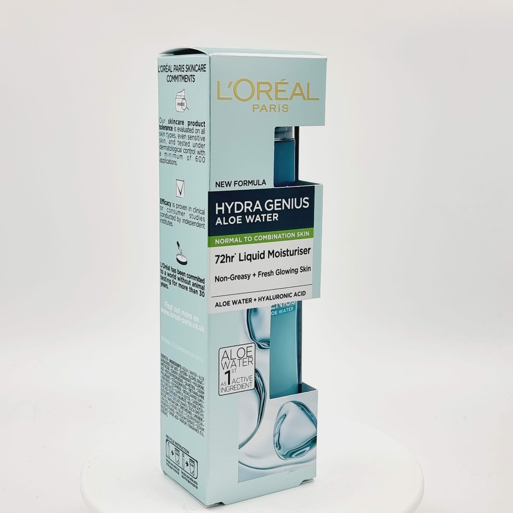 Увлажняющий флюид для лица L'Oreal Paris Hydra Genius с алоэ, гиалуроновой кислотой для нормальной и комбинированной кожи лица, 70 мл (Германия)