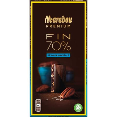 Шоколад темный Marabou Premium Pekan&Havssalt Fin 70% Kakao (пекан с морской солью) 100 г (Швейцария)