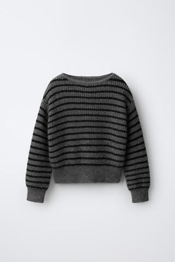 ZARA СВИТЕР С ЛЮРЕКСОМ И ШАРФОМ, ПОЛОСКИ