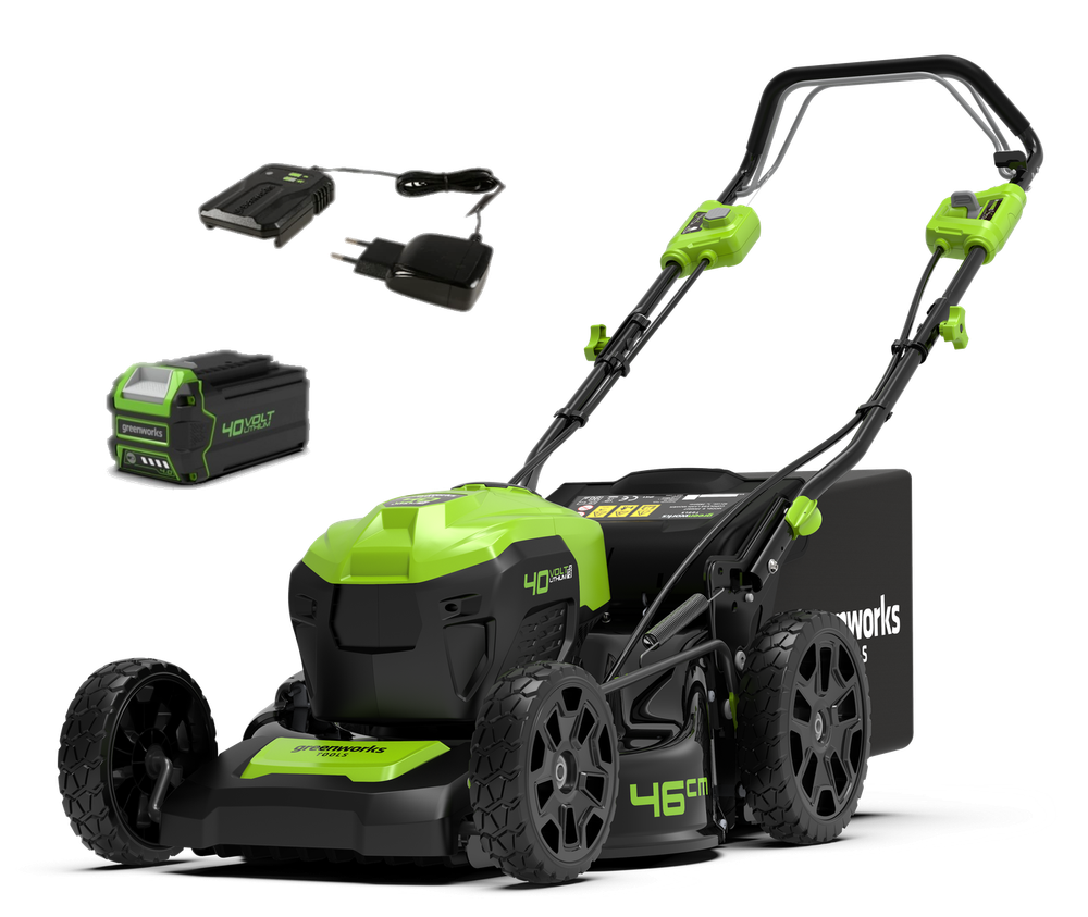 Аккумуляторная самоходная газонокосилка Greenworks GD40LM46SPK4, 2506807UB.40v, 46см, АКБ 4 А·ч и ЗУ