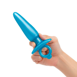 Голубая анальная пробка с кольцом 15см b-Vibe Sleek Tapered Silicone Plug BV-075