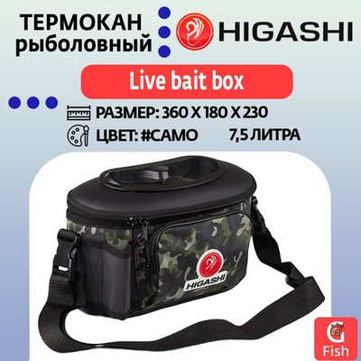 Термокан рыболовный HIGASHI Live bait box 7.5L#Silver