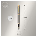 Ручка перьевая Parker "IM Brushed Metal GT" синяя, 0,8мм, подарочная упаковка