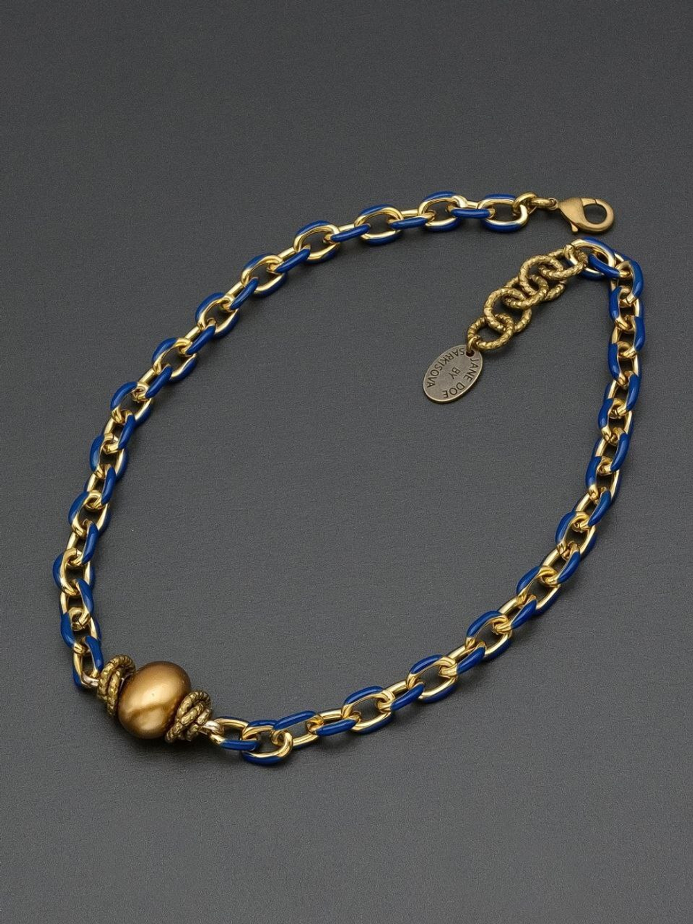 HMG 1332 Enamel chain 0,8cm blue чокер 1cm арт.1350