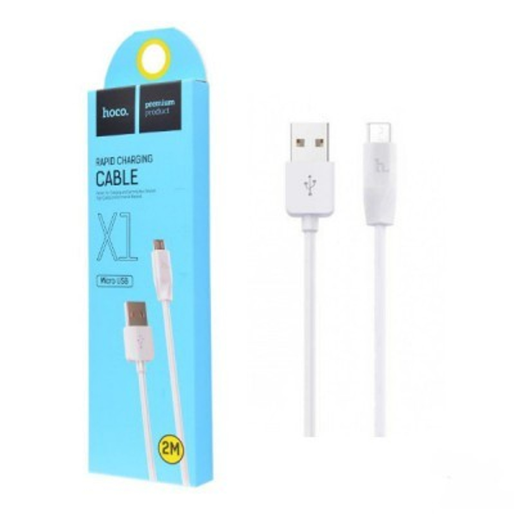Usb Кабель-зарядка Micro Hoco X1 Rapid 2.4A 2м силиконовый белый